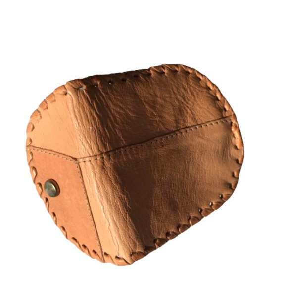 Vintage Tan Real Leather Patchwork Coin Wallet - Picture 4 of 8